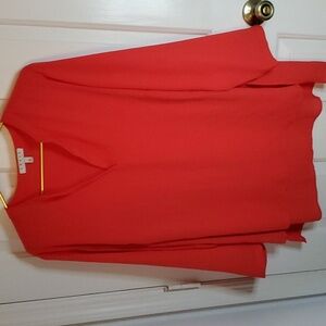 Chaus New York Womens Long Sleeve Sheer Blouse, High Low Bottom